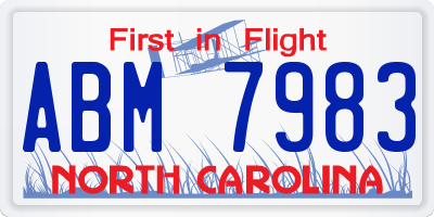 NC license plate ABM7983