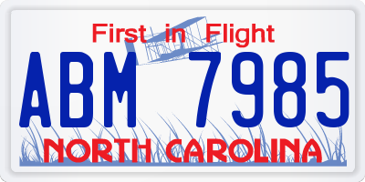 NC license plate ABM7985