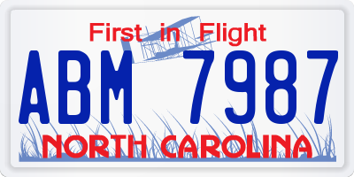 NC license plate ABM7987
