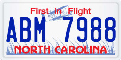 NC license plate ABM7988