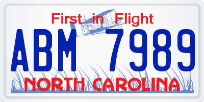 NC license plate ABM7989