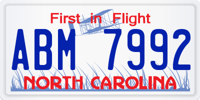 NC license plate ABM7992
