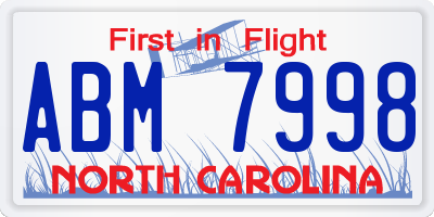NC license plate ABM7998