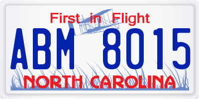NC license plate ABM8015
