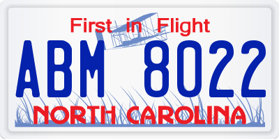 NC license plate ABM8022