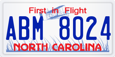 NC license plate ABM8024