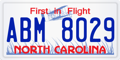 NC license plate ABM8029