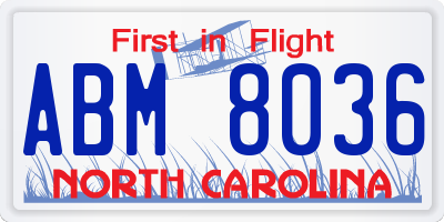 NC license plate ABM8036