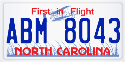 NC license plate ABM8043