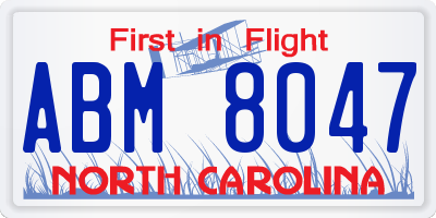 NC license plate ABM8047