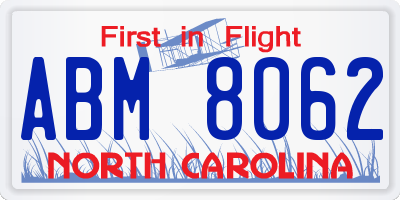 NC license plate ABM8062