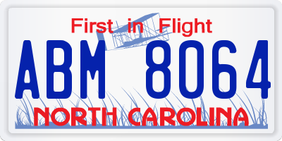 NC license plate ABM8064