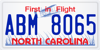 NC license plate ABM8065