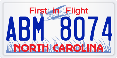 NC license plate ABM8074