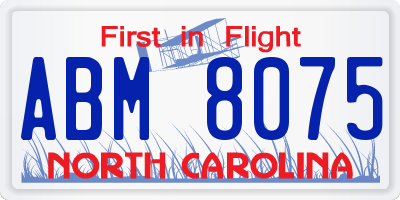 NC license plate ABM8075