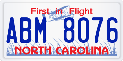 NC license plate ABM8076