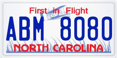NC license plate ABM8080