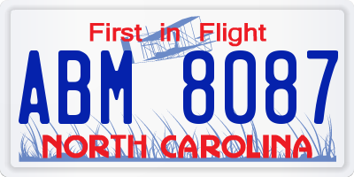 NC license plate ABM8087