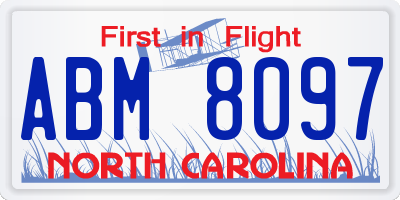 NC license plate ABM8097