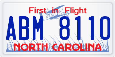 NC license plate ABM8110