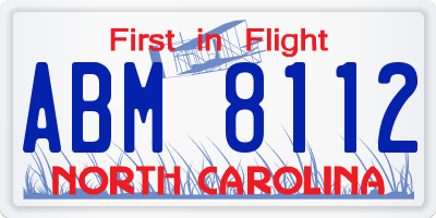 NC license plate ABM8112