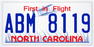 NC license plate ABM8119