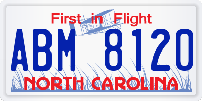 NC license plate ABM8120