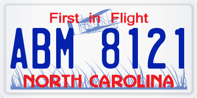 NC license plate ABM8121