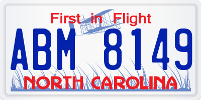NC license plate ABM8149