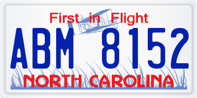 NC license plate ABM8152