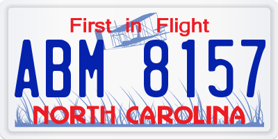 NC license plate ABM8157