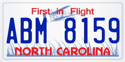 NC license plate ABM8159