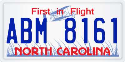NC license plate ABM8161