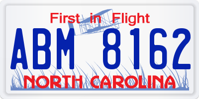 NC license plate ABM8162