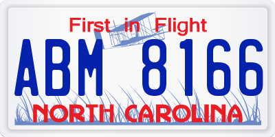 NC license plate ABM8166