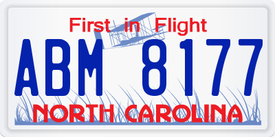 NC license plate ABM8177