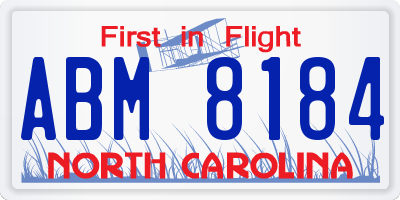 NC license plate ABM8184