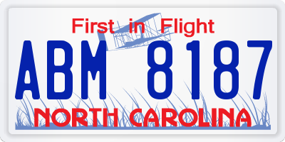 NC license plate ABM8187