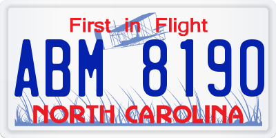 NC license plate ABM8190