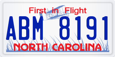 NC license plate ABM8191