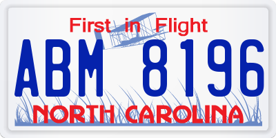 NC license plate ABM8196