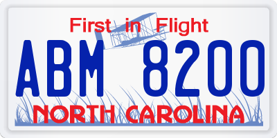 NC license plate ABM8200