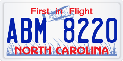 NC license plate ABM8220