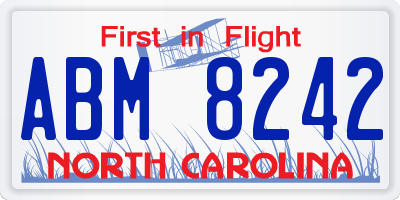 NC license plate ABM8242