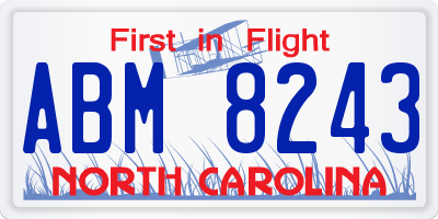 NC license plate ABM8243
