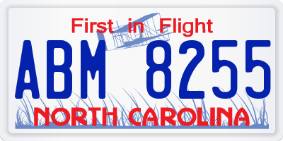 NC license plate ABM8255