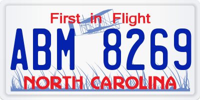 NC license plate ABM8269