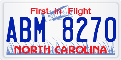 NC license plate ABM8270