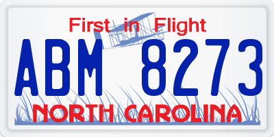 NC license plate ABM8273