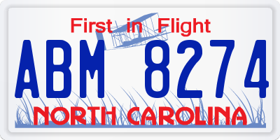 NC license plate ABM8274